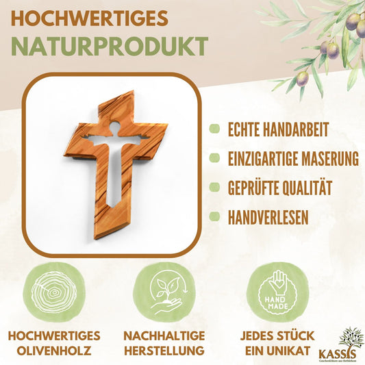 Olivenholz Wandkreuz mit dem Auferstandenen Jesus-1