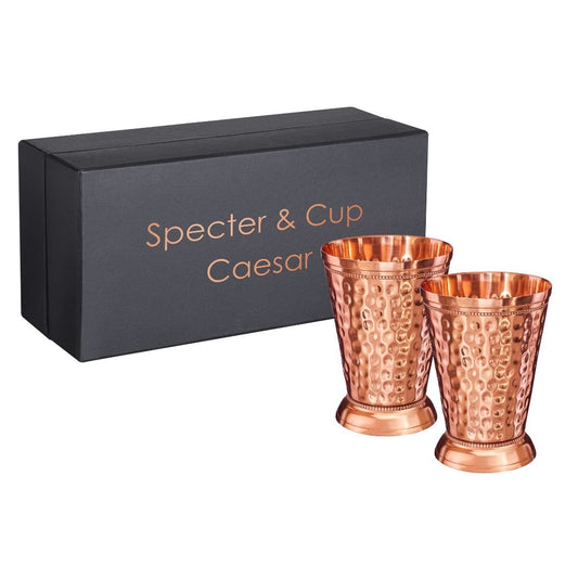 Kupferbecher-Set Caesar – 2x Cocktailbecher (gehämmert, römisch-geprägter Stil, 300 ml)-1