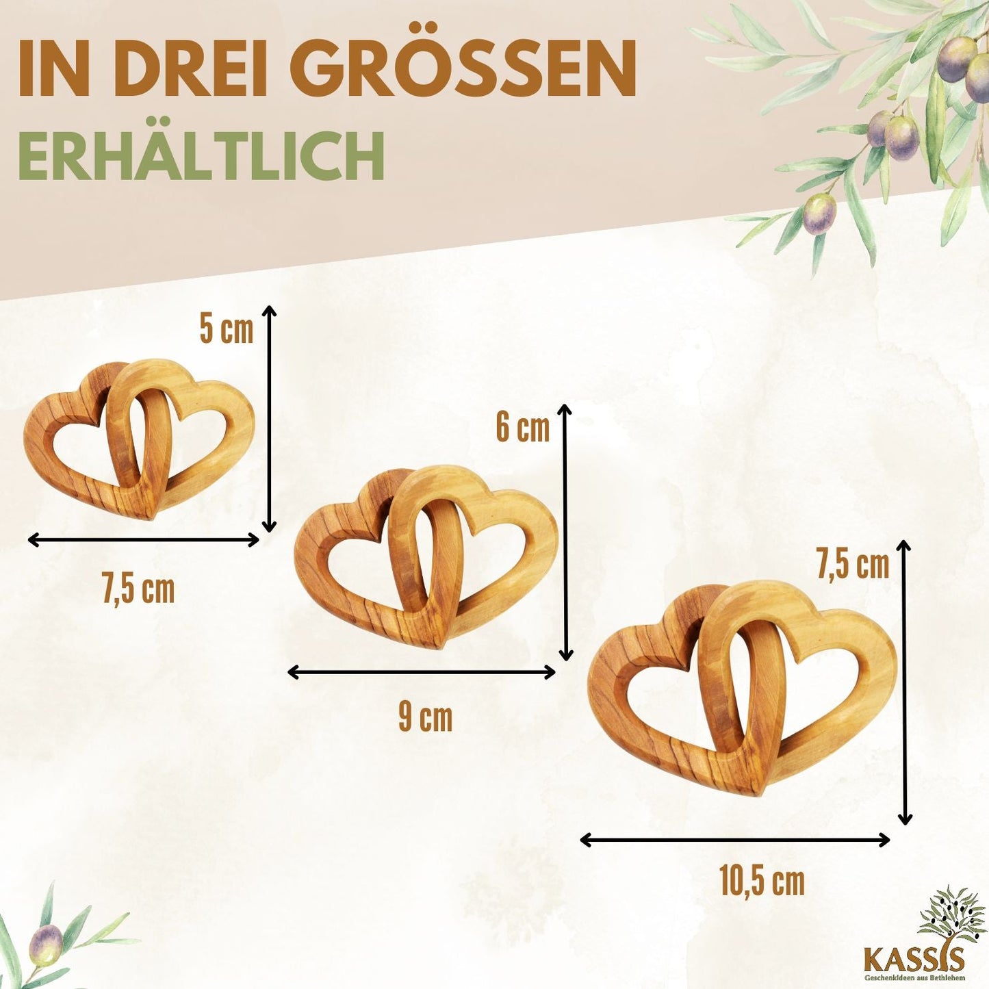 Olivenholz Verbundene Herzen schönes Geschenk zur Hochzeit Jubiläum Valentinstag-4