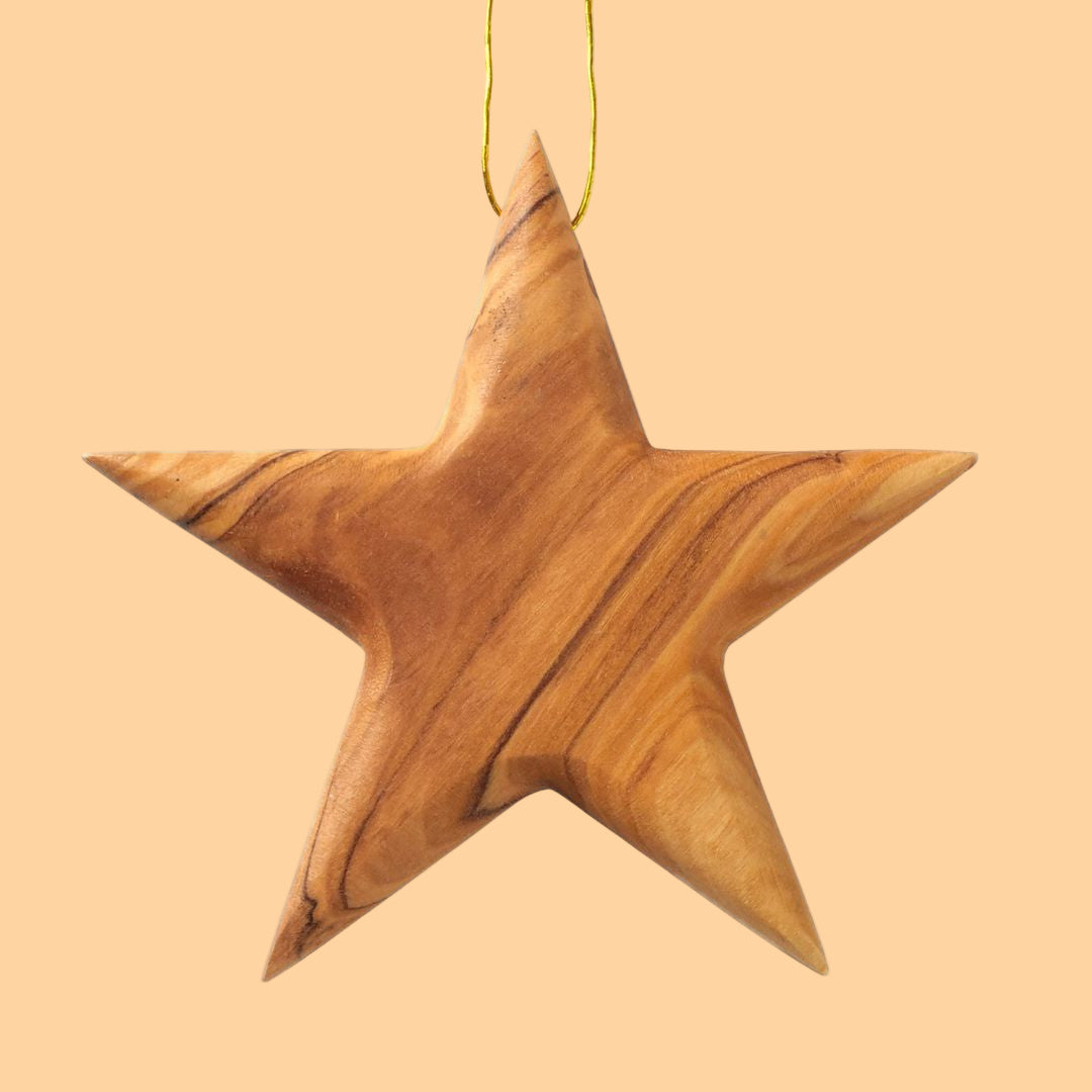 Weihnachtsdeko Baumschmuck Stern Anhänger aus Olivenholz-0