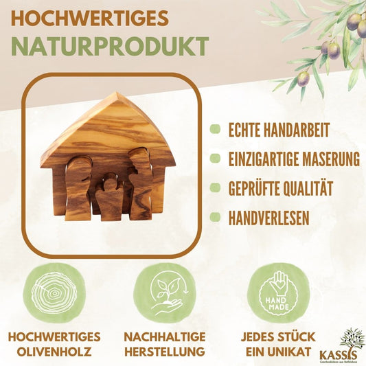 Weihnachtsdeko Krippe Puzzle ohne Rinde aus Olivenholz-1