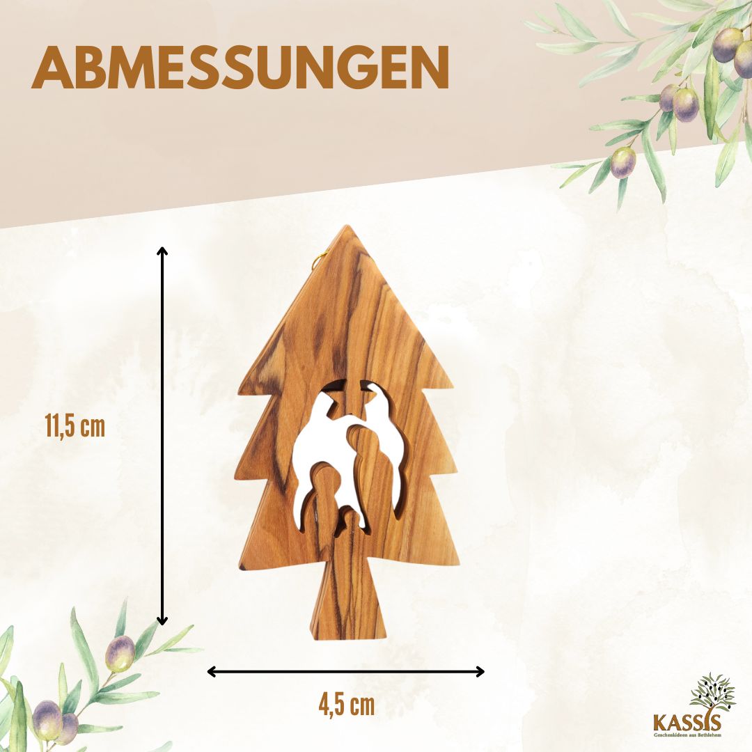Weihnachtsdeko Baumschmuck Krippe 3er Set Tannenbaum Anhänger - ohne Rinde-2