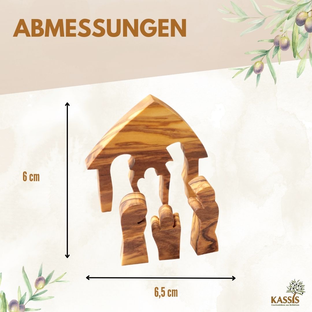 Weihnachtsdeko Krippe Puzzle ohne Rinde aus Olivenholz-2