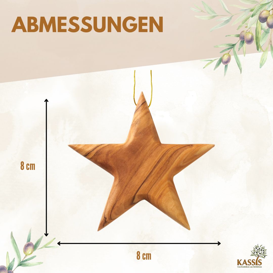 Weihnachtsdeko Baumschmuck Stern Anhänger aus Olivenholz-2