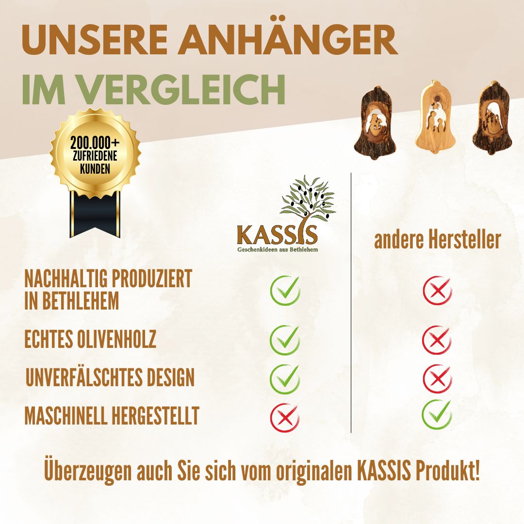 Weihnachtsdeko Baumschmuck Krippe in Glocke mit Rinde 3er Set-3