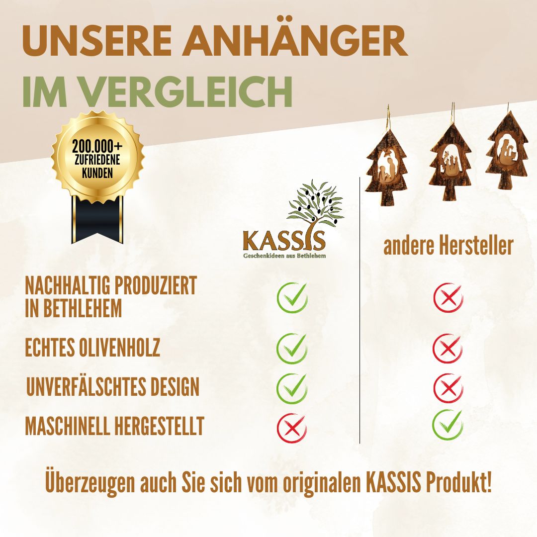 Weihnachtsdeko Baumschmuck Krippe im Tannenbaum mit Rinde 3er Set-3