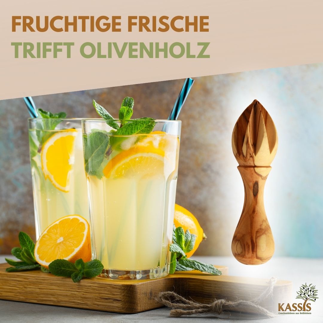 Zitronenpresse aus Olivenholz – handgefertigt in Bethlehem