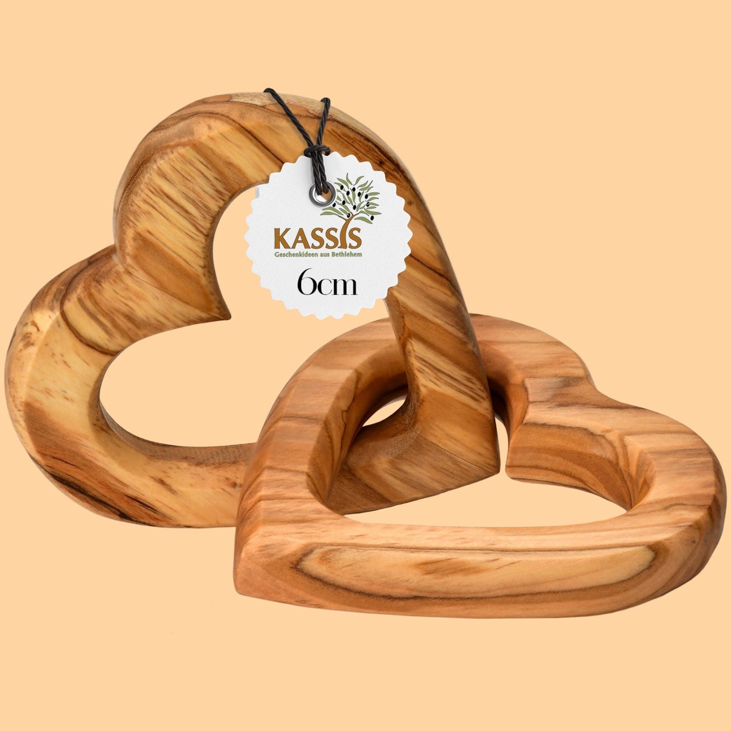 Olivenholz Verbundene Herzen schönes Geschenk zur Hochzeit Jubiläum Valentinstag-2