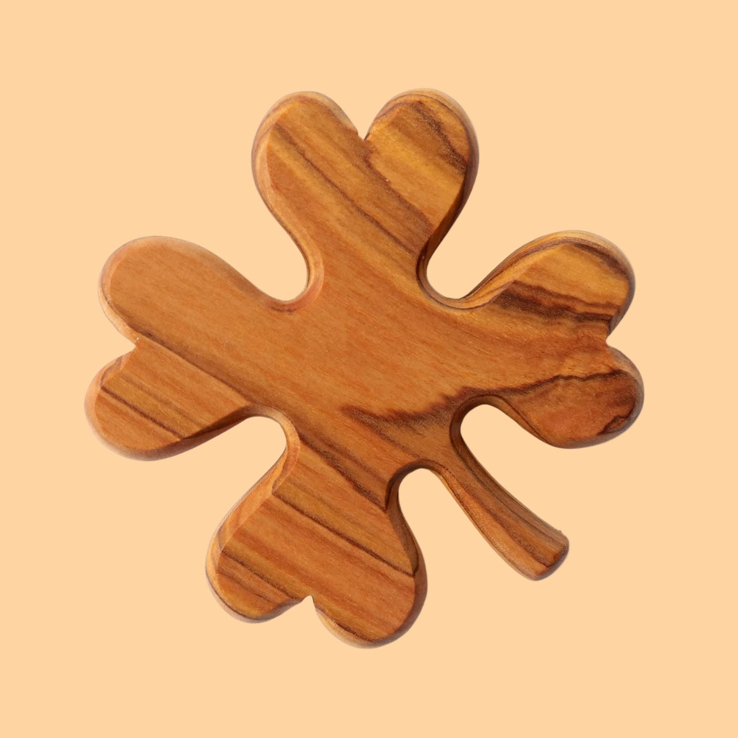 Kleeblatt als Glücksbringer aus Olivenholz-0