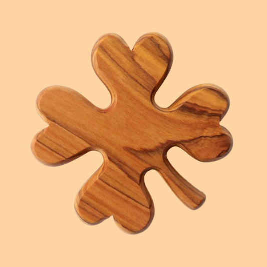 Kleeblatt als Glücksbringer aus Olivenholz-0