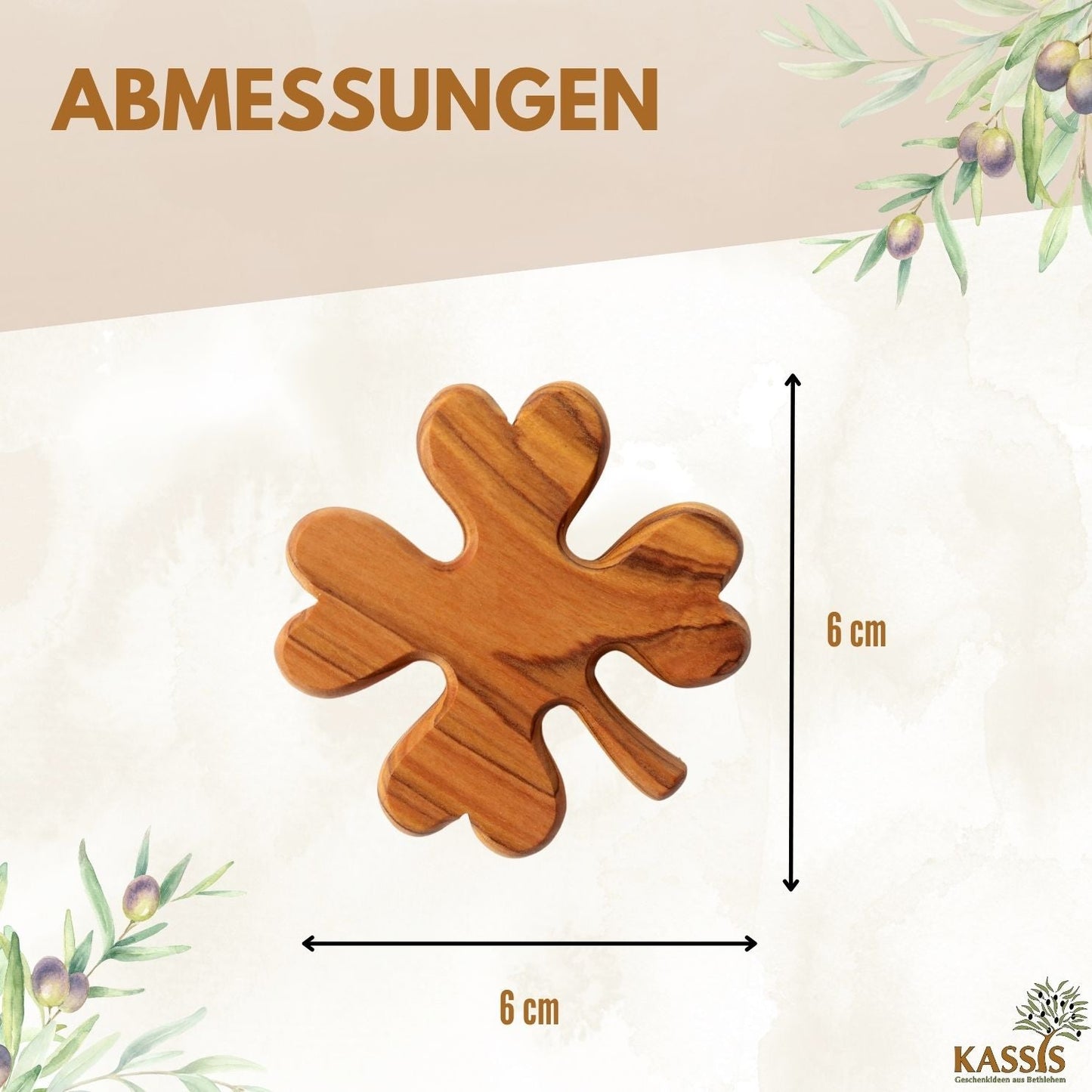Kleeblatt als Glücksbringer aus Olivenholz-2