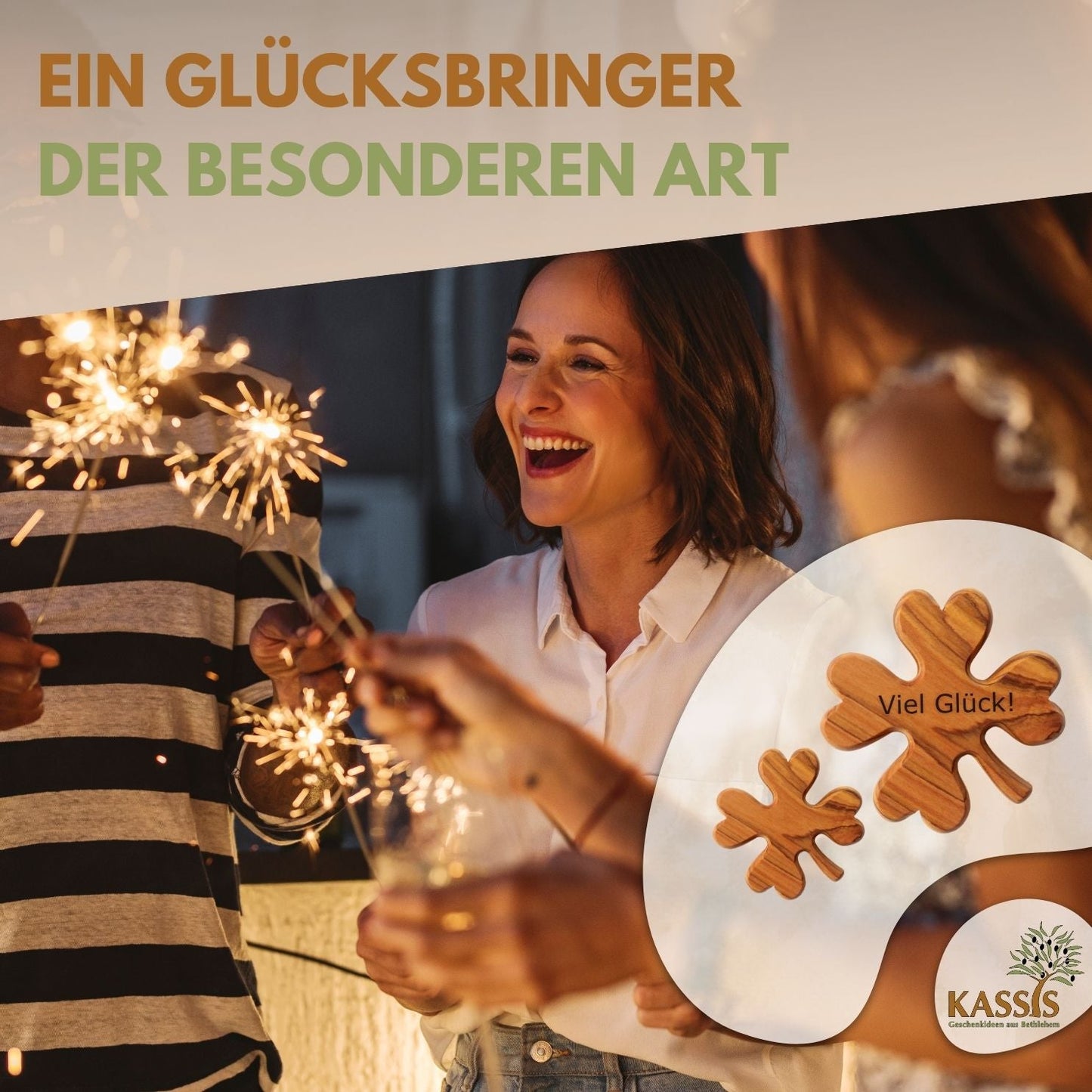 Kleeblatt als Glücksbringer aus Olivenholz-4