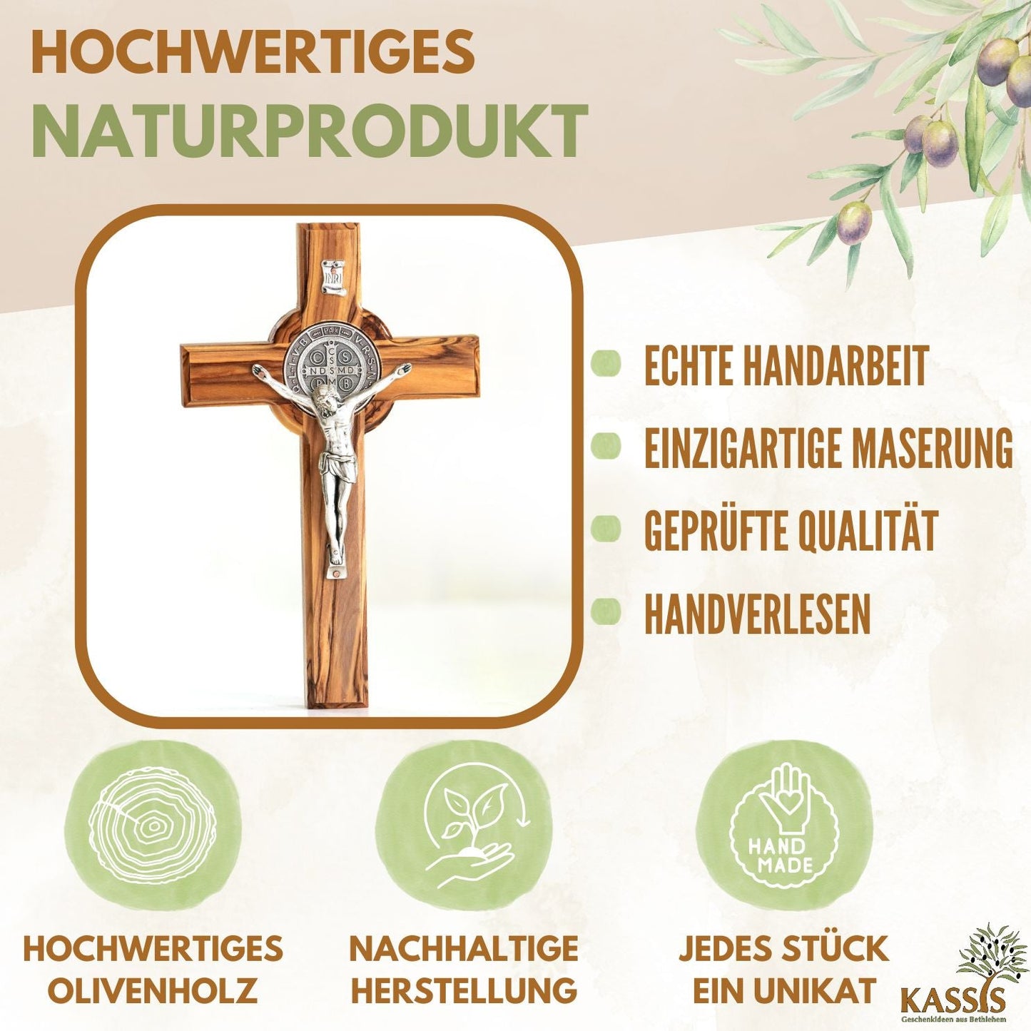 St. Benedikt Kreuz aus Olivenholz-1
