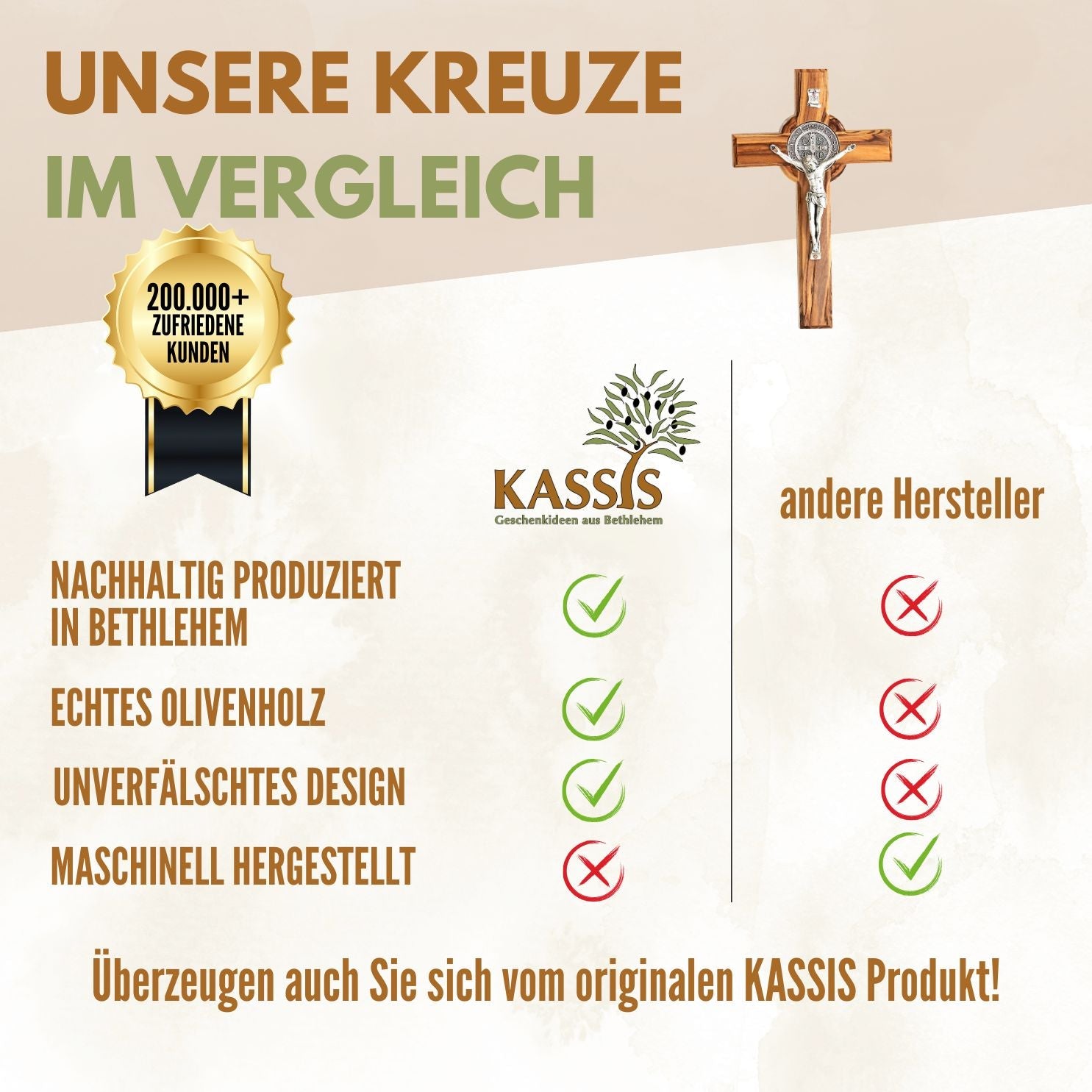 St. Benedikt Kreuz aus Olivenholz-3