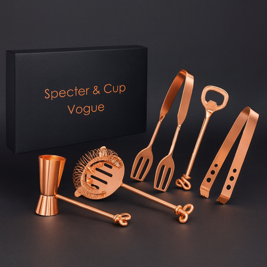 Cocktail-Bar Zubehörset „Vogue“ – 5-teilig, kupferbeschichtet in Premiumverpackung