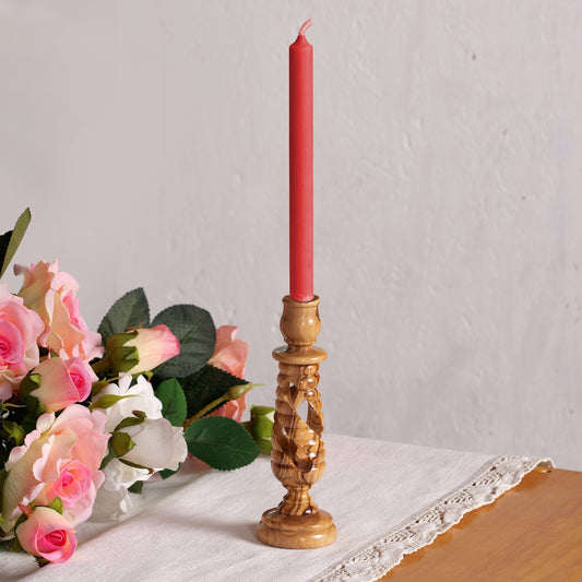 Kerzenständer aus Olivenholz – handgefertigt in Bethlehem (18 cm)