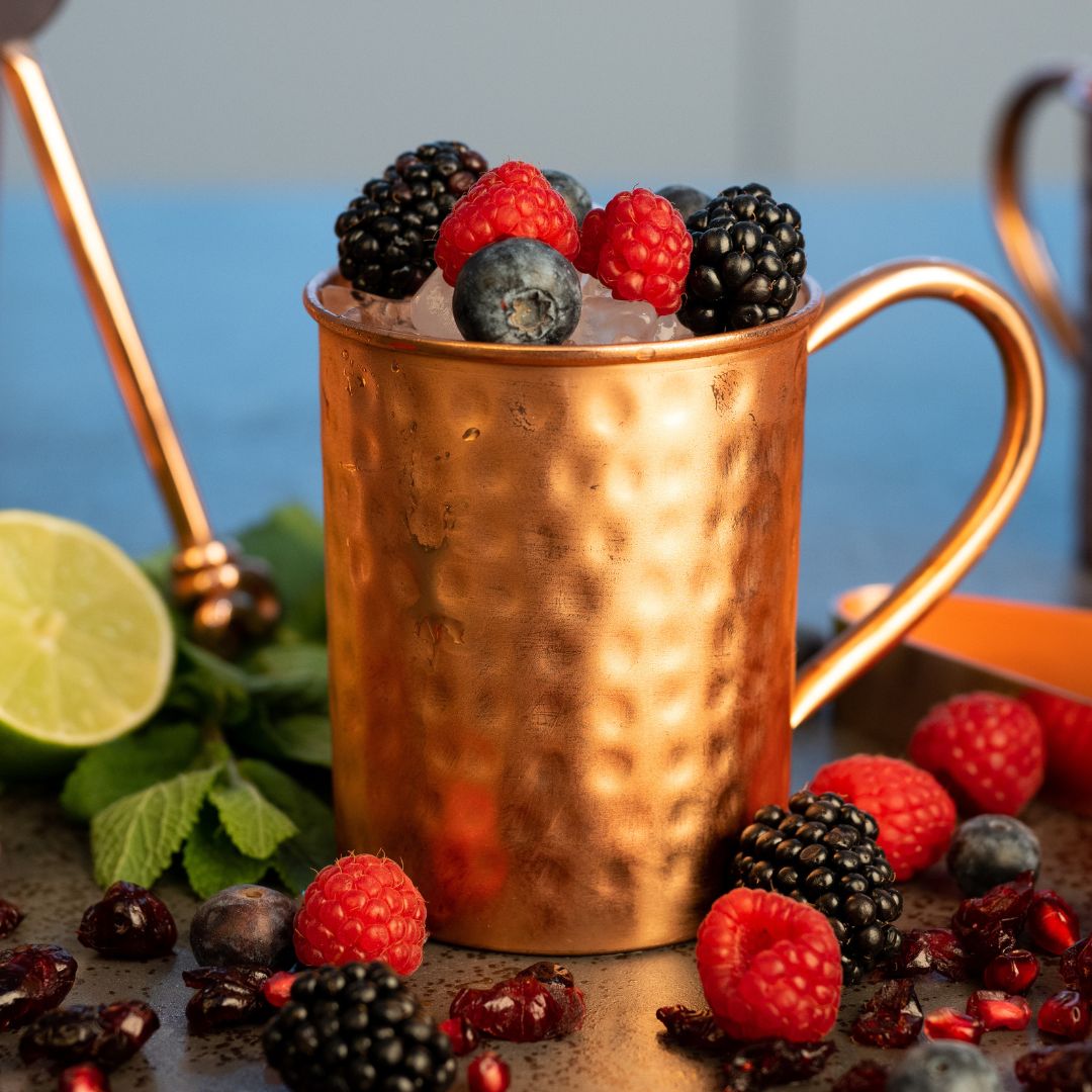 Kupferbecher Cataleya – Cocktailbecher (gehämmert, 400 ml)-4