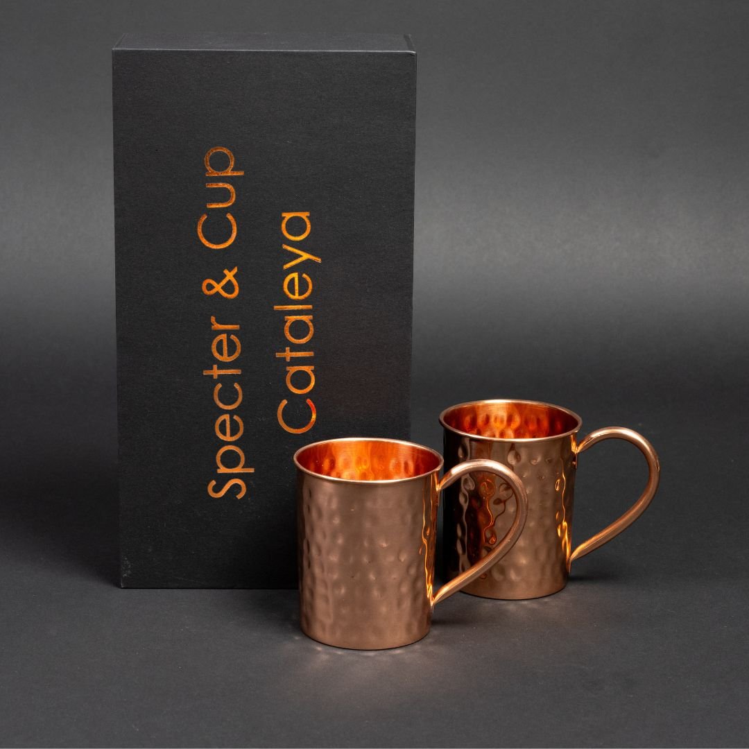 Kupferbecher-Set Cataleya – 2x Cocktailbecher (gehämmert, 400 ml)-0