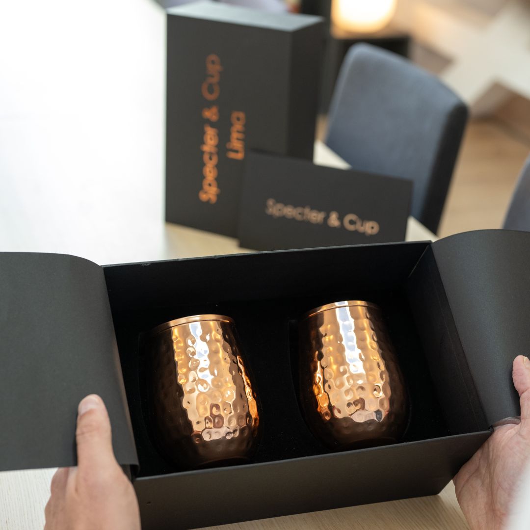 Kupferbecher-Set Lima – 2x Cocktailbecher (gehämmert, 470 ml)-4