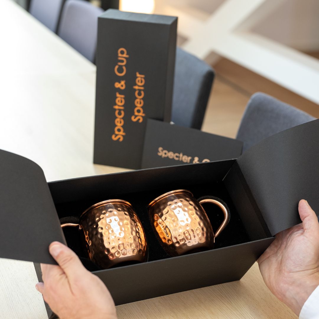 Moscow Mule Kupferbecher-Set Specter – 2x Moscow Mule Becher (gehämmert, 500 ml)-3